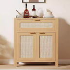 Credenza in Rattan Rovere Scuro / Rovere Chiaro con Cassetto e Ripiani, 2-3 pezzi
