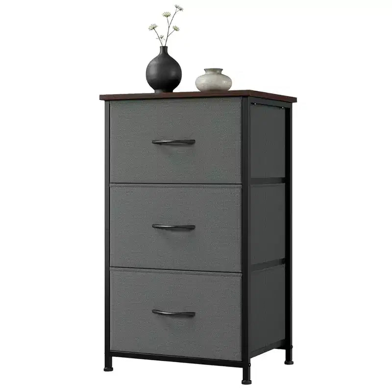 Cassettiera a 3 cassetti con cassetti in tessuto rimovibili – Nero / Grigio / Bianco / Retrò, organizer singolo