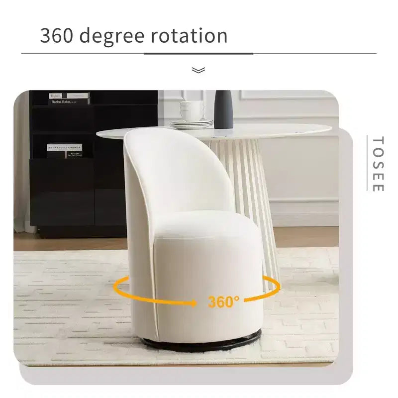 Sedia da pranzo girevole in velluto beige, senza braccioli, 1 posto