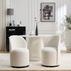 Sedia da pranzo girevole in velluto beige, senza braccioli, 1 posto