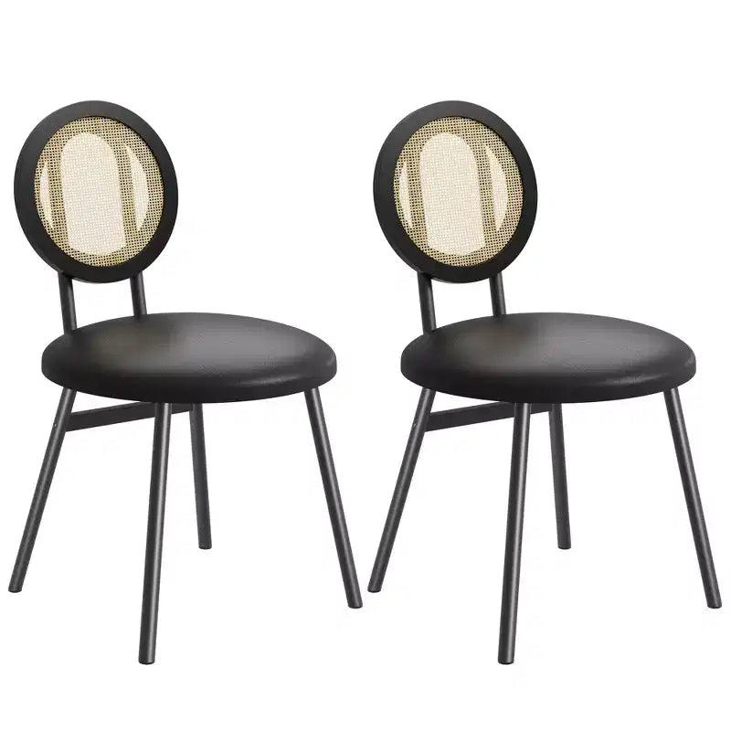 Acekool Rattan Dining Chairs Set of 2 Upholstered Kitchen Chairs with Metal Legs for Dining Room