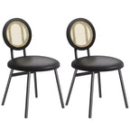 Acekool Rattan Dining Chairs Set of 2 Upholstered Kitchen Chairs with Metal Legs for Dining Room