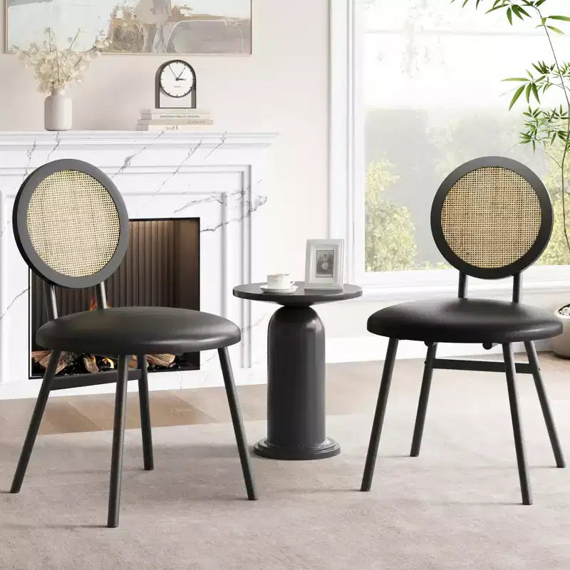 Sedia da pranzo in rattan con seduta imbottita, Nera o Multipla, Set da 2 o 4
