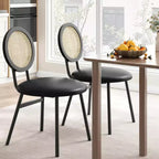 Sedia da pranzo in rattan con seduta imbottita, Nera o Multipla, Set da 2 o 4