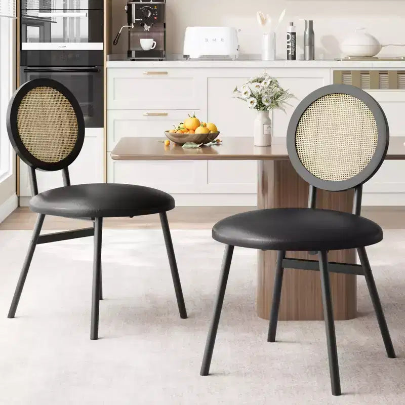 Sedia da pranzo in rattan con seduta imbottita, Nera o Multipla, Set da 2 o 4