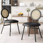Sedia da pranzo in rattan con seduta imbottita, Nera o Multipla, Set da 2 o 4
