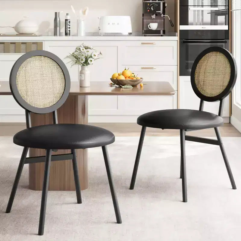 Sedia da pranzo in rattan con seduta imbottita, Nera o Multipla, Set da 2 o 4
