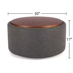 Poggiapiedi contenitore moderno rotondo in similpelle marrone/grigio/verde oliva con ruote, 1 posto