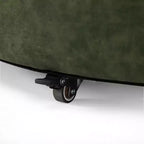 Poggiapiedi contenitore moderno rotondo in similpelle marrone/grigio/verde oliva con ruote, 1 posto