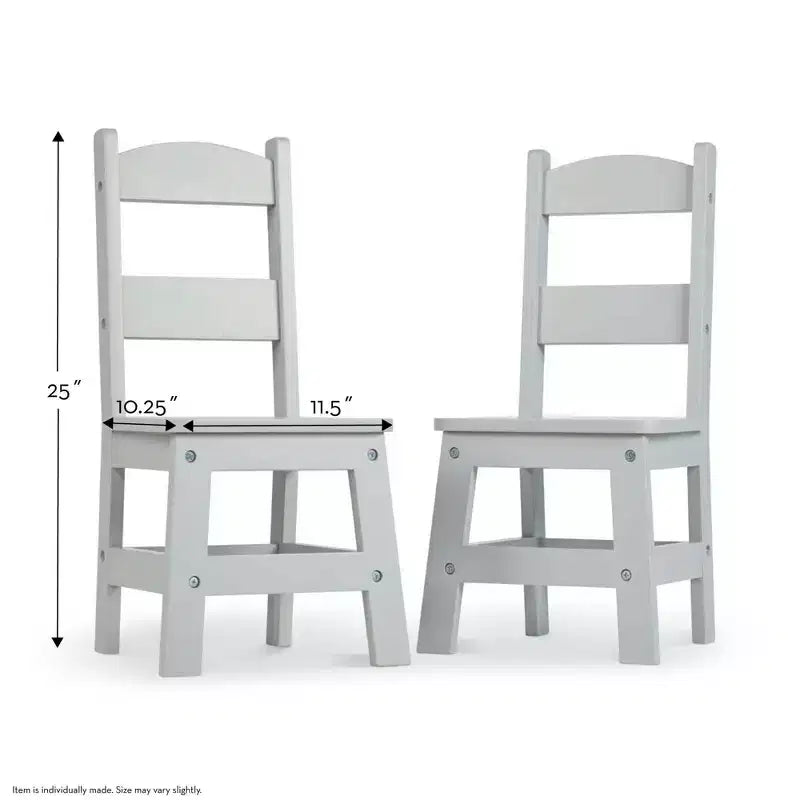 Set Sedia per Bambini in Legno Grigio, 2 Posti