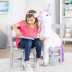 Set Sedia per Bambini in Legno Grigio, 2 Posti