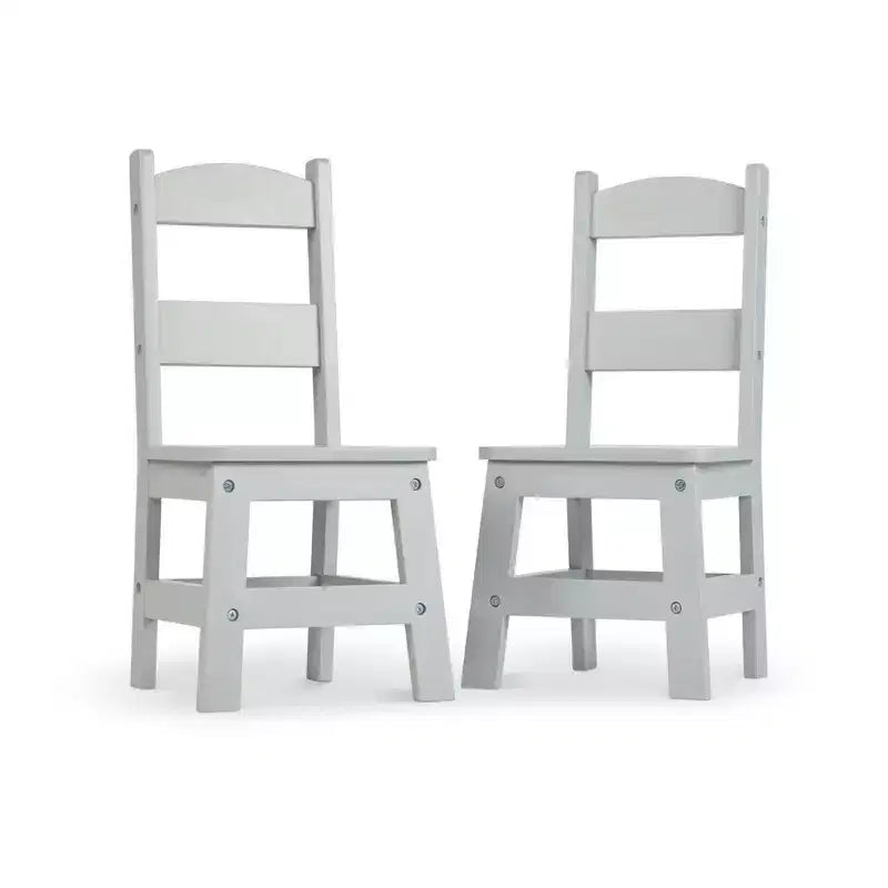 Set Sedia per Bambini in Legno Grigio, 2 Posti