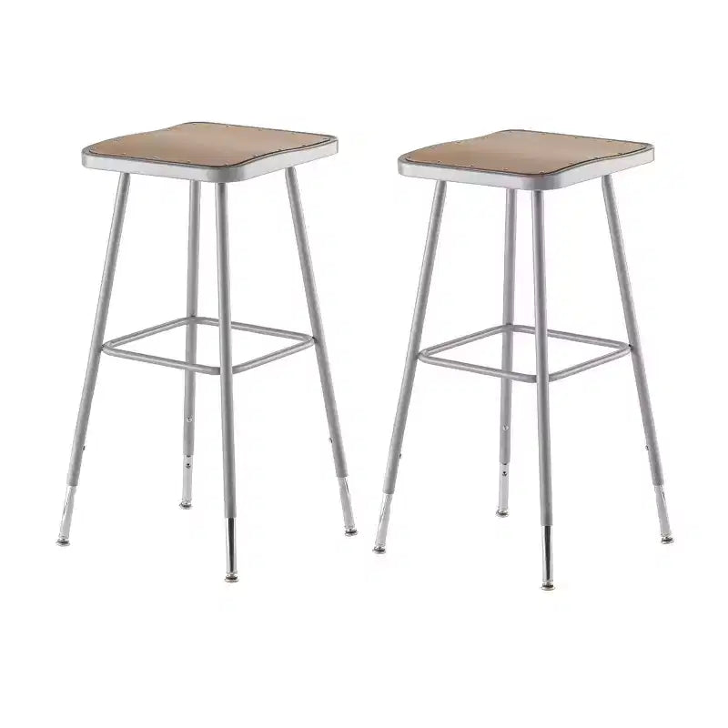 2pk 32"-39" Adjustable Heavy Duty Square Steel Barstool Gray - Hampden Furnishings