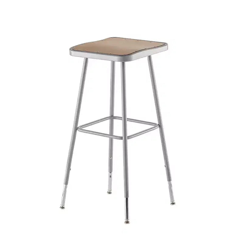 Sgabello da bar quadrato grigio in acciaio, altezza regolabile 81-99 cm, set da 2