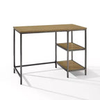 Brooke Desk Washed Oak - Crosley: Modern Industrial, Steel Frame, 42" Office with Fixed Shelves