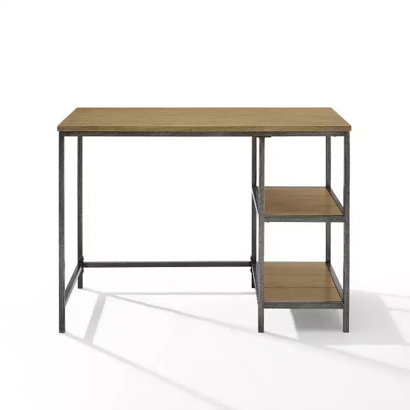 Scrivania in Rovere Lavato e Bronzo, Stile Industriale, Telaio in Acciaio, 1 Persona (42")