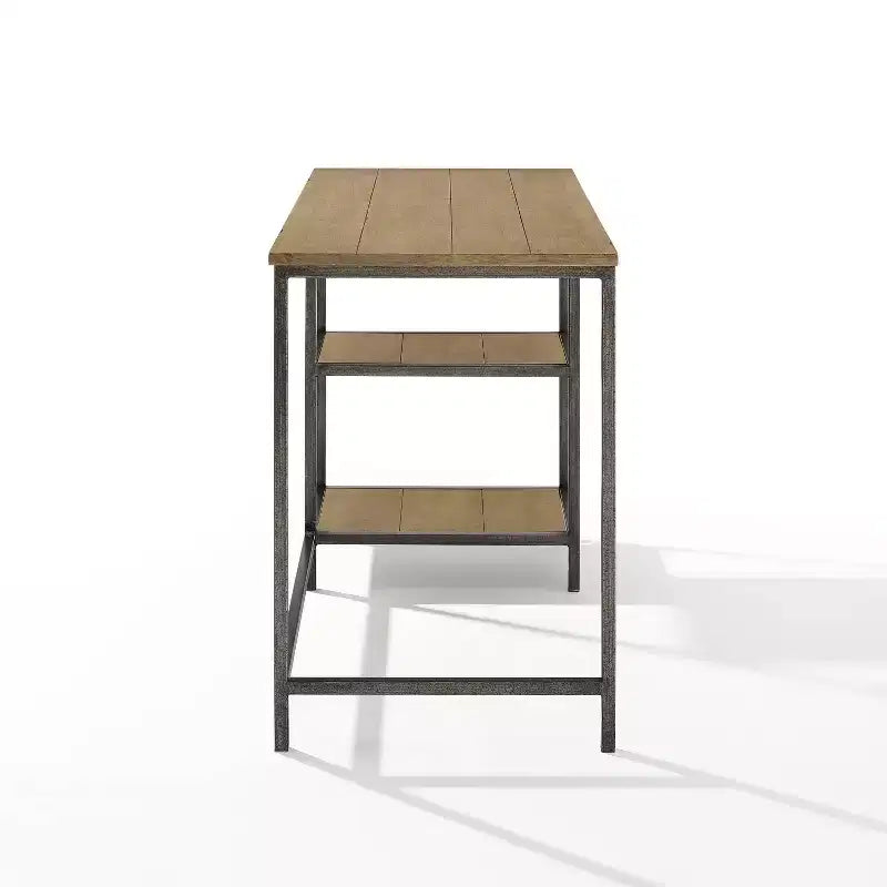 Scrivania in Rovere Lavato e Bronzo, Stile Industriale, Telaio in Acciaio, 1 Persona (42")