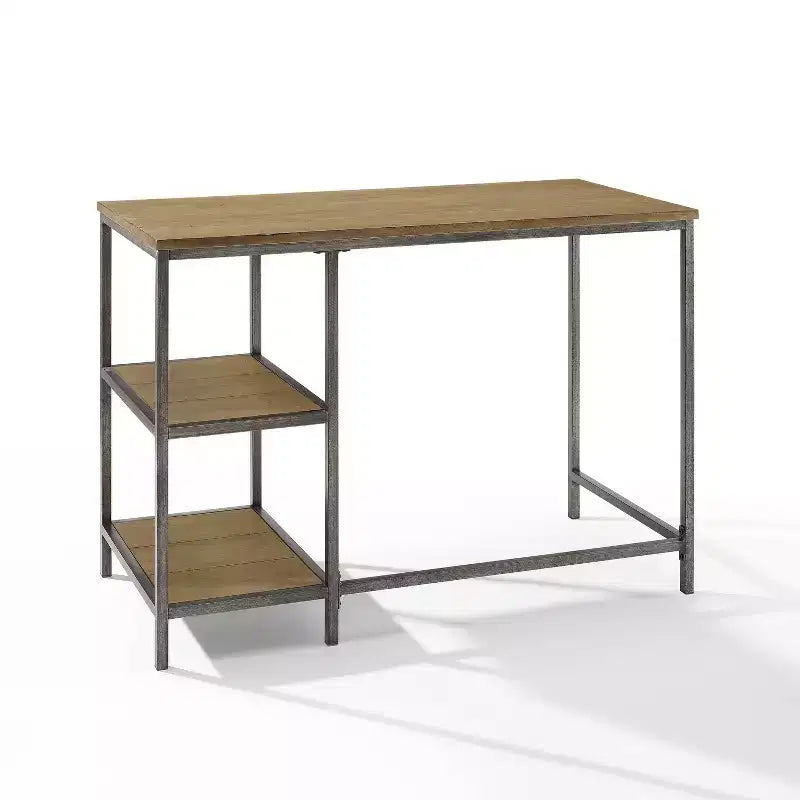 Scrivania in Rovere Lavato e Bronzo, Stile Industriale, Telaio in Acciaio, 1 Persona (42")