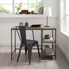 Scrivania in Rovere Lavato e Bronzo, Stile Industriale, Telaio in Acciaio, 1 Persona (42")