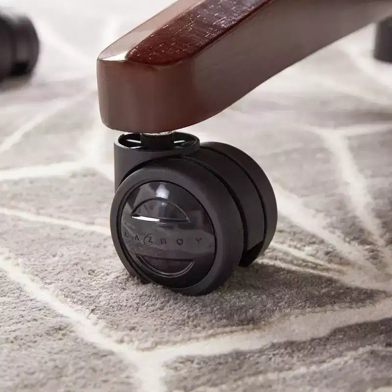 Sedia da ufficio girevole ergonomica nera, altezza regolabile, struttura in legno, 1 posto