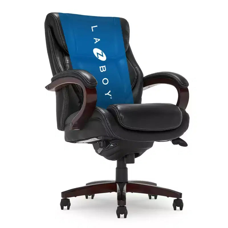Sedia da ufficio girevole ergonomica nera, altezza regolabile, struttura in legno, 1 posto