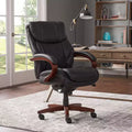 Sedia da ufficio girevole ergonomica nera, altezza regolabile, struttura in legno, 1 posto