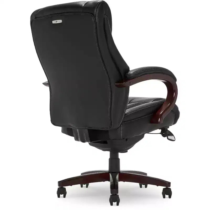 Sedia da ufficio girevole ergonomica nera, altezza regolabile, struttura in legno, 1 posto