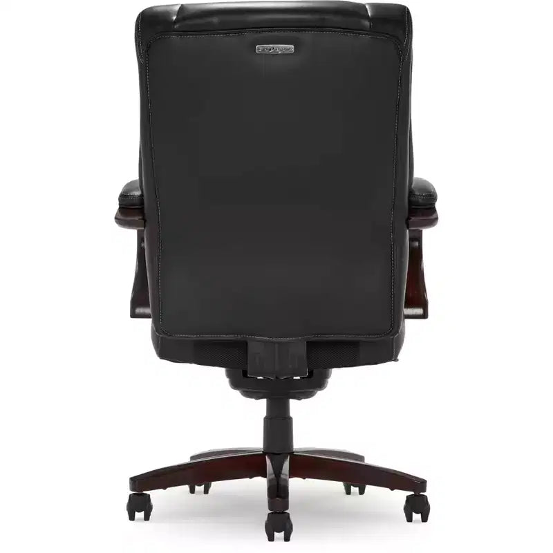 Sedia da ufficio girevole ergonomica nera, altezza regolabile, struttura in legno, 1 posto