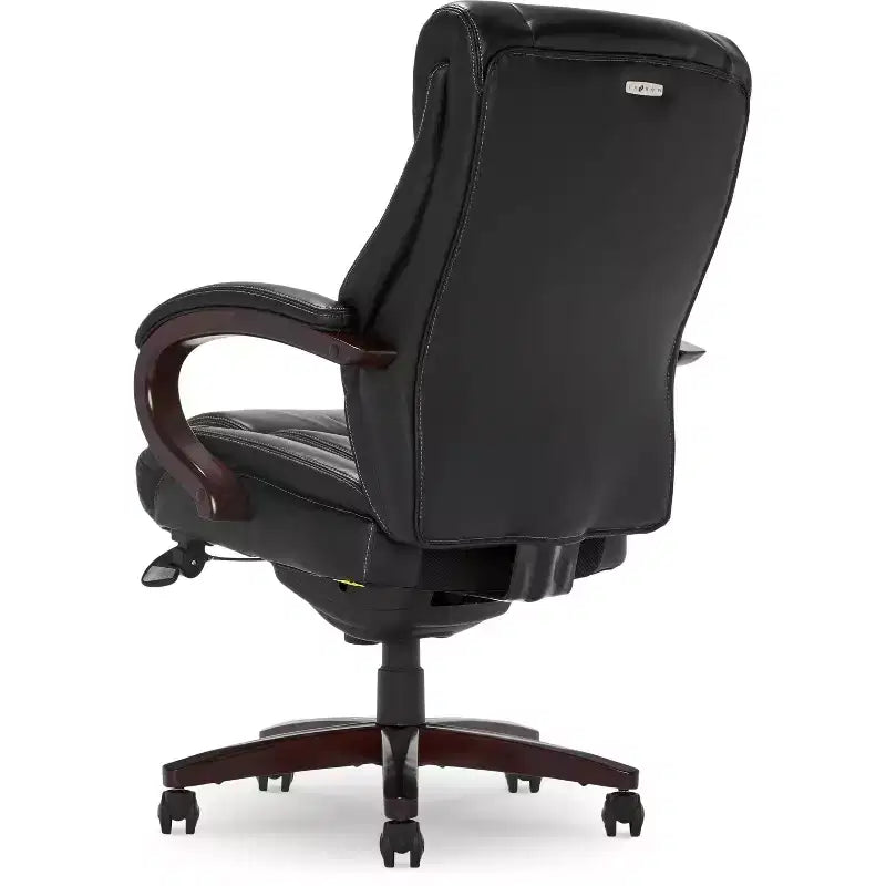 Sedia da ufficio girevole ergonomica nera, altezza regolabile, struttura in legno, 1 posto
