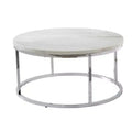 Echo Round Cocktail Table White - Steve Silver Co.: Chrome Base, 36" Modern Design
