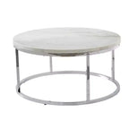 Echo Round Cocktail Table White - Steve Silver Co.: Chrome Base, 36" Modern Design