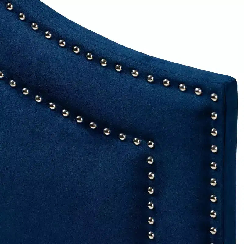 Testiera 'Nailhead' in velluto grigio – Queen e King, per 1