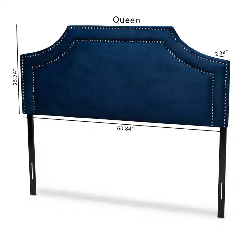Testiera 'Nailhead' in velluto grigio – Queen e King, per 1