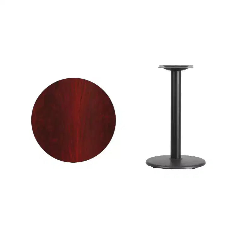 Tavolo tondo a piedistallo laminato, 2 posti – Nero / Mogano / Naturale / Noce