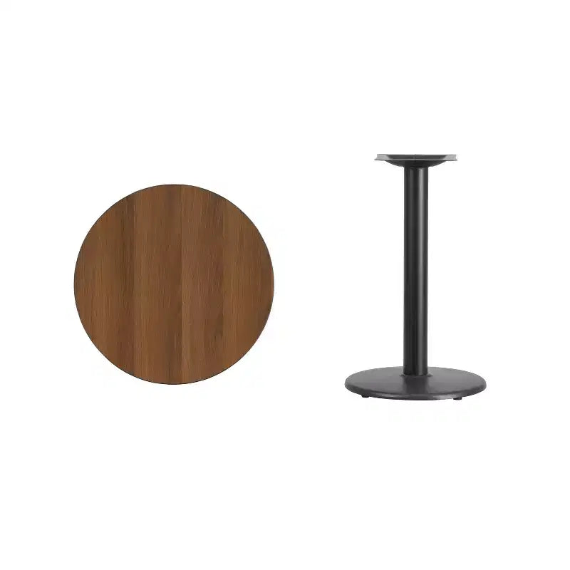 Tavolo tondo a piedistallo laminato, 2 posti – Nero / Mogano / Naturale / Noce