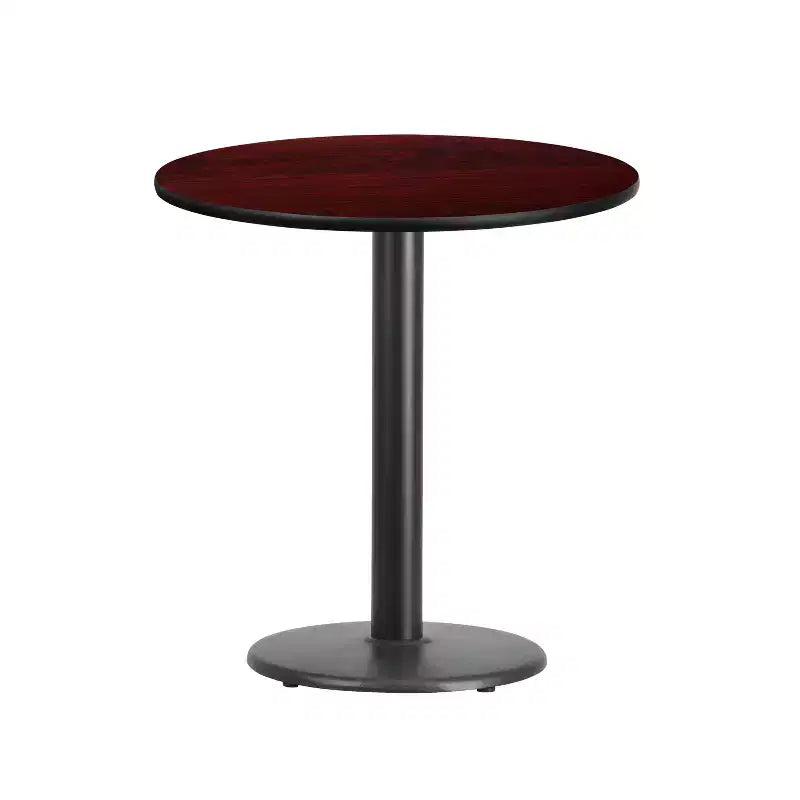 Tavolo tondo a piedistallo laminato, 2 posti – Nero / Mogano / Naturale / Noce