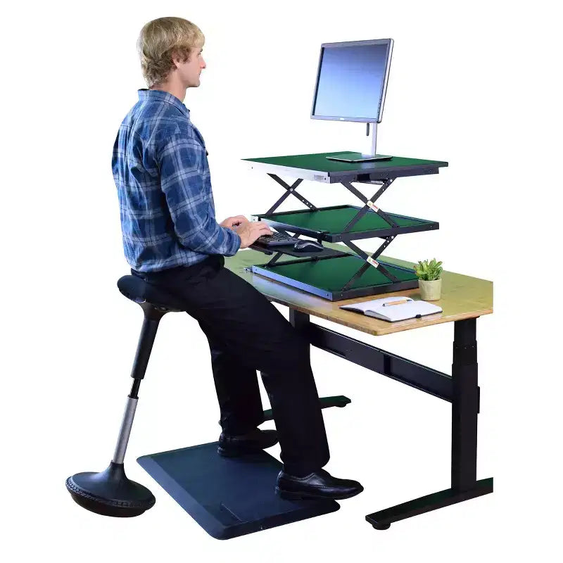 Sgabello ergonomico da scrivania oscillante nero/rosso/blu, altezza regolabile, 1 persona