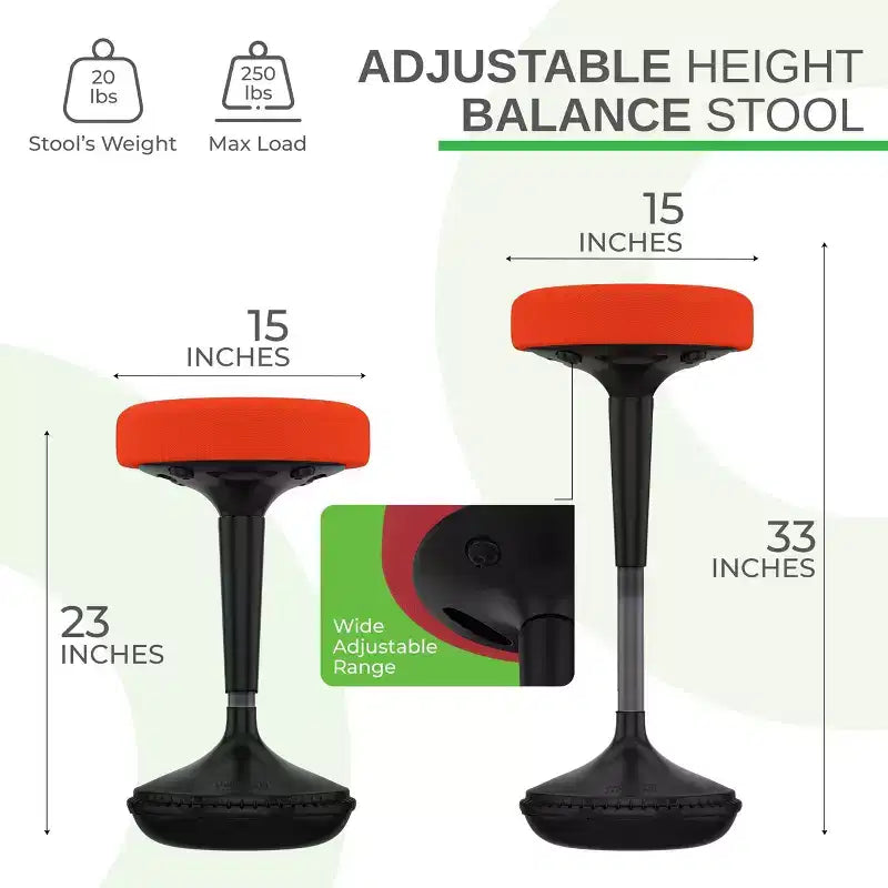 Sgabello ergonomico da scrivania oscillante nero/rosso/blu, altezza regolabile, 1 persona