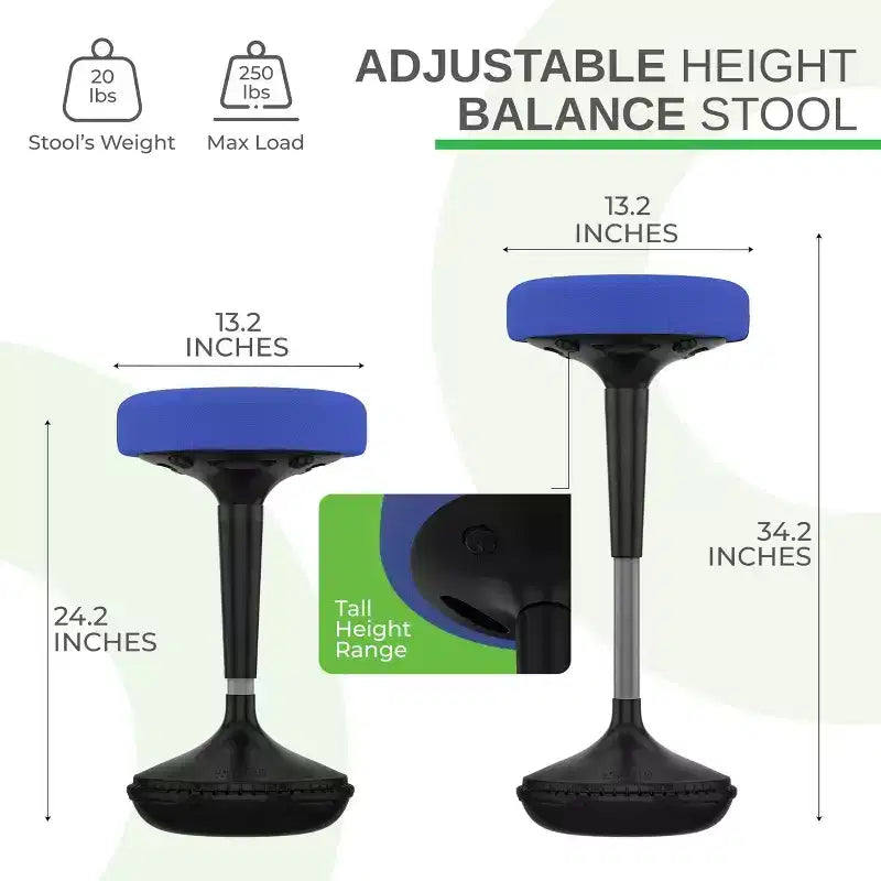 Sgabello ergonomico da scrivania oscillante nero/rosso/blu, altezza regolabile, 1 persona