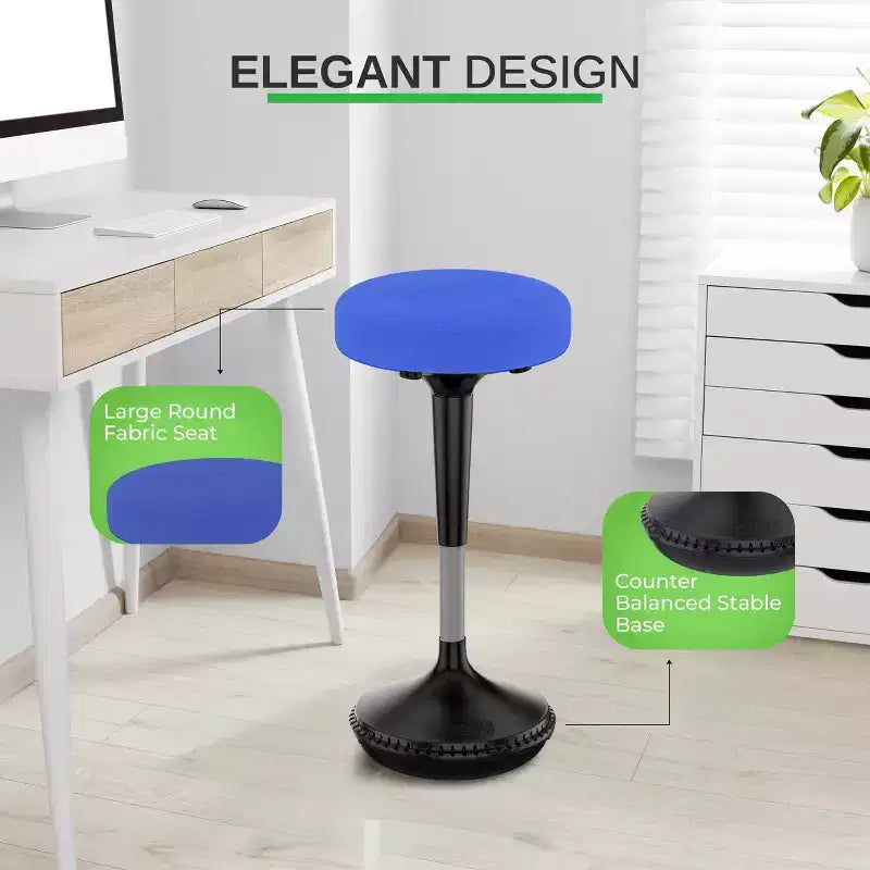 Sgabello ergonomico da scrivania oscillante nero/rosso/blu, altezza regolabile, 1 persona