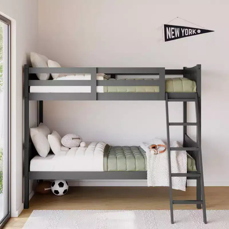 Letto a castello singolo/singolo bianco/grigio/blu navy, convertibile, per 2 persone