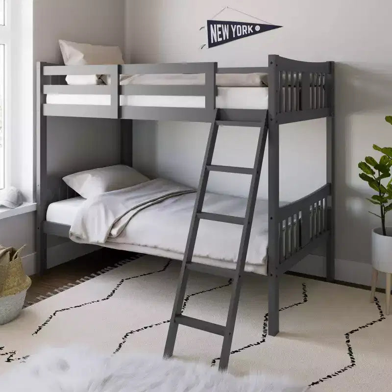 Letto a castello singolo/singolo bianco/grigio/blu navy, convertibile, per 2 persone