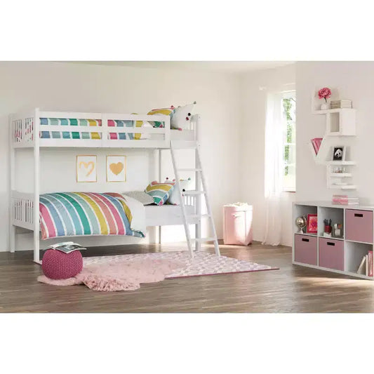 Letto a castello singolo/singolo bianco/grigio/blu navy, convertibile, per 2 persone