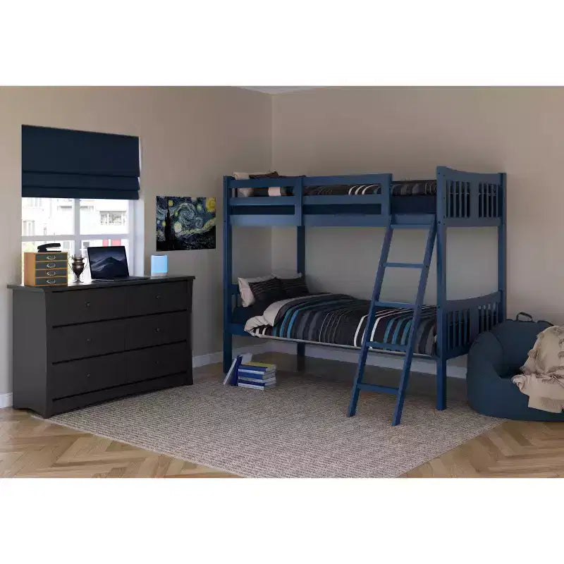 Letto a castello singolo/singolo bianco/grigio/blu navy, convertibile, per 2 persone